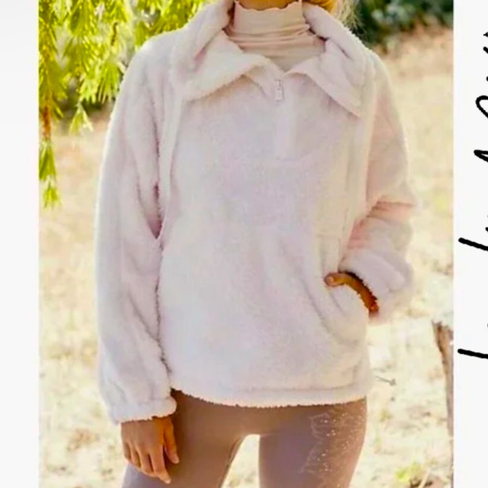 FP Movement x Free People Oversized Pink Half Zip Cozy Fleece Pullover